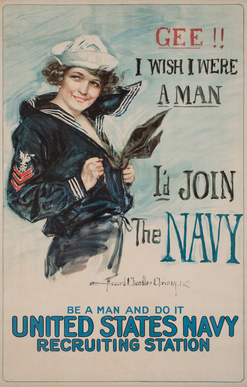 Image: Howard Chandler Christy (American, 1873-1952), âGee!! I Wish I Were a Man,â 1917, courtesy Bruce Museum.